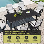 Crestlive Products – Ensembles de salle à manger d'extérieur en aluminium, table de salle à manger de terrasse avec fauteuils ergonomiques pour 6 à 10 personnes