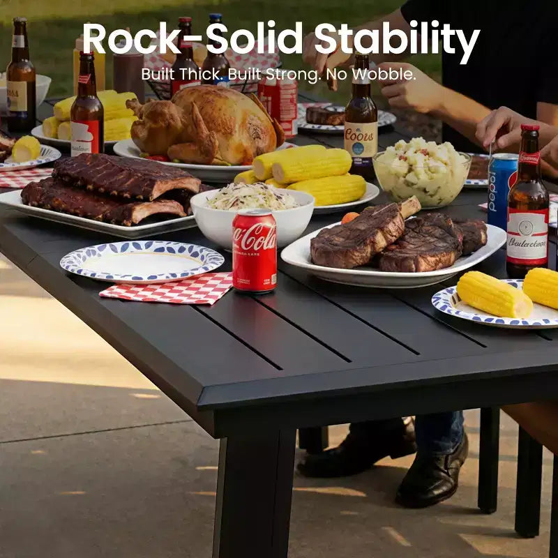 Crestlive Products – Ensembles de salle à manger d'extérieur en aluminium, table de salle à manger de terrasse avec fauteuils ergonomiques pour 6 à 10 personnes