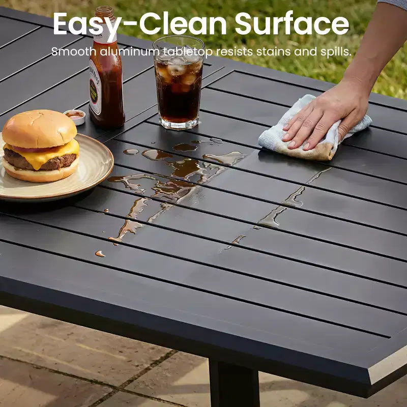 Crestlive Products – Ensembles de salle à manger d'extérieur en aluminium, table de salle à manger de terrasse avec fauteuils ergonomiques pour 6 à 10 personnes