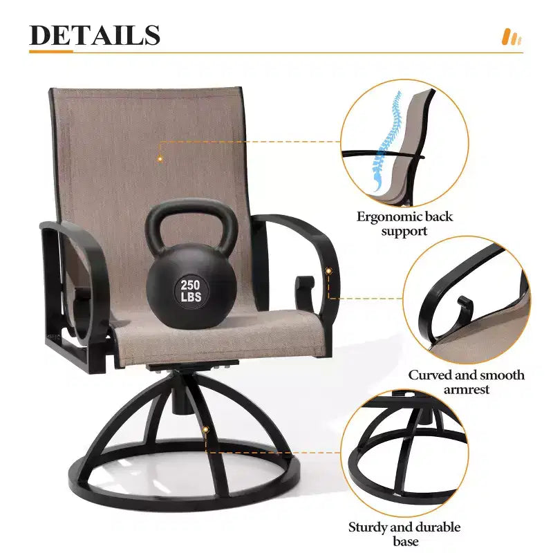Crestlive Products – Ensembles de salle à manger d'extérieur en aluminium, table de salle à manger de terrasse avec fauteuils ergonomiques pour 6 à 10 personnes
