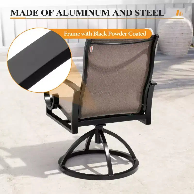 Crestlive Products – Ensembles de salle à manger d'extérieur en aluminium, table de salle à manger de terrasse avec fauteuils ergonomiques pour 6 à 10 personnes