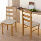 MAYEERTY 5-Piece Solid Wood Dining Table and Chair Set, Original Wood Color Rectangle Table with 4 Back Chairs