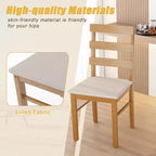 MAYEERTY 5-Piece Solid Wood Dining Table and Chair Set, Original Wood Color Rectangle Table with 4 Back Chairs