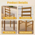 MAYEERTY 5-Piece Solid Wood Dining Table and Chair Set, Original Wood Color Rectangle Table with 4 Back Chairs