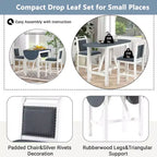 MAYEERTY 3-Piece Wood Counter Height Drop Leaf Dining Table Set, 2 Upholstered Chairs Small Space Table Set, White + Gray