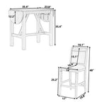 MAYEERTY 3-Piece Wood Counter Height Drop Leaf Dining Table Set, 2 Upholstered Chairs Small Space Table Set, White + Gray