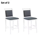 MAYEERTY 3-Piece Wood Counter Height Drop Leaf Dining Table Set, 2 Upholstered Chairs Small Space Table Set, White + Gray