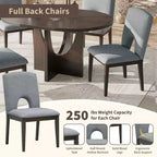MAYEERTY 5-Piece Modern Extendable Round Dining Table Set, 16.2 Leaf Small Space Table Set, Espresso + Gray