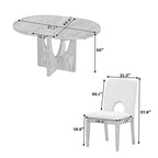 MAYEERTY 5-Piece Modern Extendable Round Dining Table Set, 16.2 Leaf Small Space Table Set, Espresso + Gray