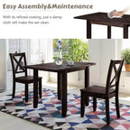 MAYEERTY Ensemble de table à manger 3 pièces en bois avec abattants, 2 chaises à dossier en X, pour petits espaces, espresso