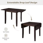 MAYEERTY Ensemble de table à manger 3 pièces en bois avec abattants, 2 chaises à dossier en X, pour petits espaces, espresso