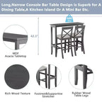 MAYEERTY 48 Ensemble de salle à manger style ferme en bois, hauteur bar, table rectangulaire avec 2 chaises pour petits espaces, gris + beige