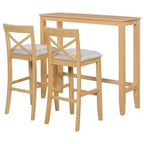 MAYEERTY 48 Ensemble de salle à manger style ferme en bois, hauteur bar, table rectangulaire avec 2 chaises pour petits espaces, gris + beige