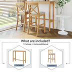 MAYEERTY 48 Ensemble de salle à manger style ferme en bois, hauteur bar, table rectangulaire avec 2 chaises pour petits espaces, gris + beige
