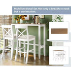 MAYEERTY 48 Ensemble de salle à manger style ferme en bois, hauteur bar, table rectangulaire avec 2 chaises pour petits espaces, gris + beige