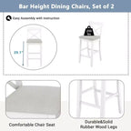 MAYEERTY 48 Ensemble de salle à manger style ferme en bois, hauteur bar, table rectangulaire avec 2 chaises pour petits espaces, gris + beige