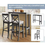 MAYEERTY 48 Ensemble de salle à manger style ferme en bois, hauteur bar, table rectangulaire avec 2 chaises pour petits espaces, gris + beige