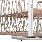 MAYEERTY Ensemble de mobilier de jardin bohème 3 pièces, 2 chaises longues et table d'appoint à plateau en verre, Cadre en acier avec corde tissée à la main, Coussins imperméables