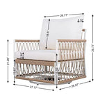 MAYEERTY Ensemble de mobilier de jardin bohème 3 pièces, 2 chaises longues et table d'appoint à plateau en verre, Cadre en acier avec corde tissée à la main, Coussins imperméables