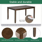 MAYEERTY 6-Piece Dining Set for 6, Wooden Rectangular Table + 4 Upholstered Chairs & Bench, Gray