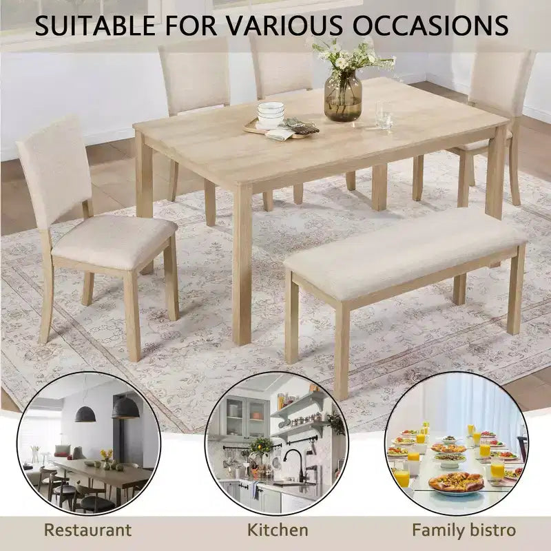 MAYEERTY 5-Piece 47.3 Modern Round Dining Set, 4 Upholstered Chairs, Antique Black & Beige