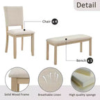 MAYEERTY 5-Piece 47.3 Modern Round Dining Set, 4 Upholstered Chairs, Antique Black & Beige