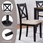 MAYEERTY 5-Piece Modern Dining Set, Wood Table with 4 Chairs, Grey & White Two Tone