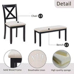 MAYEERTY 5-Piece Modern Dining Set, Wood Table with 4 Chairs, Grey & White Two Tone