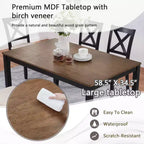 MAYEERTY 5-Piece Modern Dining Set, Wood Table with 4 Chairs, Grey & White Two Tone