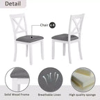 MAYEERTY 5-Piece Modern Dining Set, Wood Table with 4 Chairs, Grey & White Two Tone
