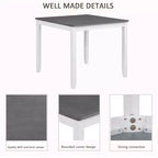 MAYEERTY 5-Piece Modern Dining Set, Wood Table with 4 Chairs, Grey & White Two Tone