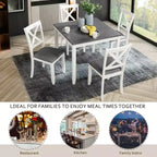 MAYEERTY 5-Piece Modern Dining Set, Wood Table with 4 Chairs, Grey & White Two Tone