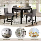 MAYEERTY 6-Piece Wooden Dining Set, 4 Chairs & Bench for 6, Light Grey & Black Two Tone