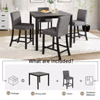 MAYEERTY 6-Piece Wooden Dining Set, 4 Chairs & Bench for 6, Light Grey & Black Two Tone