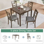 MAYEERTY 5-Piece Elegant Modern Dining Set, Wooden Table with 4 Chairs for 4, Walnut