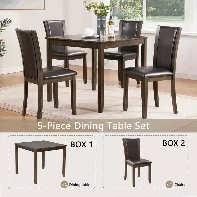 MAYEERTY Ensemble table à manger moderne 6 pièces, Table en bois avec 4 chaises et un banc, Gris