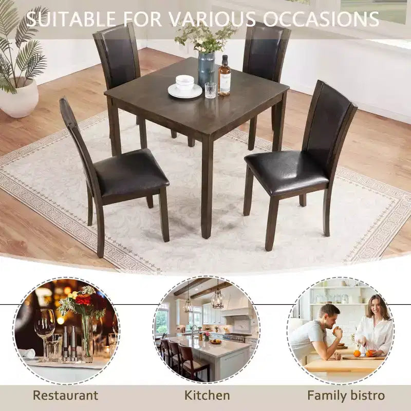 MAYEERTY Ensemble table à manger moderne 6 pièces, Table en bois avec 4 chaises et un banc, Gris