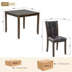 MAYEERTY Ensemble table à manger moderne 6 pièces, Table en bois avec 4 chaises et un banc, Gris