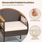 Costway 7 PCS PE Wicker Patio Dining Set with 1.97 Umbrella Hole, Cushions for Deck Garden Mix Brown