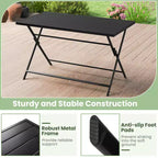 Costway Ensemble repas extérieur pliable 5 pièces, grande table rectangulaire en métal 4 fauteuils en maille noir
