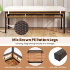 Costway 3 PCS Acacia Wood Patio Dining Set with 1.97 Umbrella Hole & Cushions for Garden Mix Brown