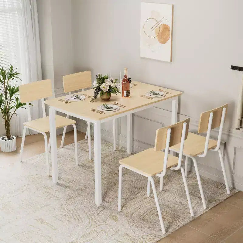 Ensemble de salle à manger pour 4 personnes, table et chaises de cuisine 5 pièces, ensemble de salle à manger rectangulaire avec 4 chaises, ensemble de table de cuisine peu encombrant