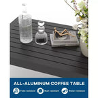 Ensemble de patio en aluminium 4 pièces bleu C avec canapé sectionnel d'extérieur, table basse et coussins