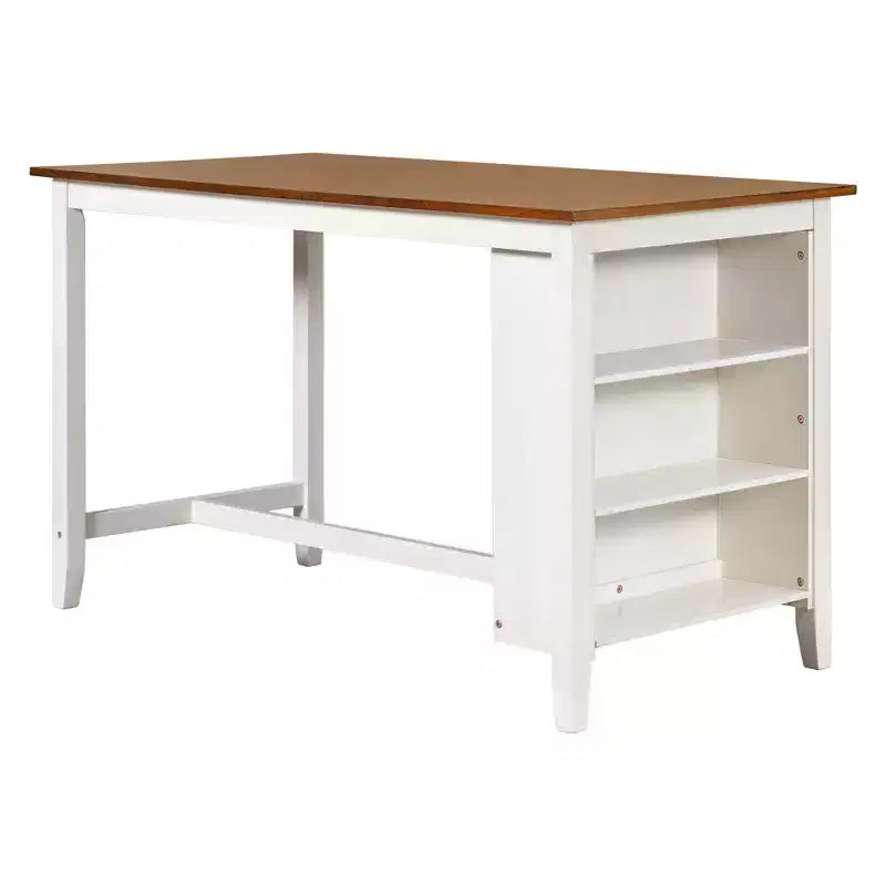 Ensemble de salle à manger 5 pièces hauteur comptoir, ensemble de table de bar en bois rustique de style ferme avec 4 chaises rembourrées, ensemble table et chaises pour la cuisine