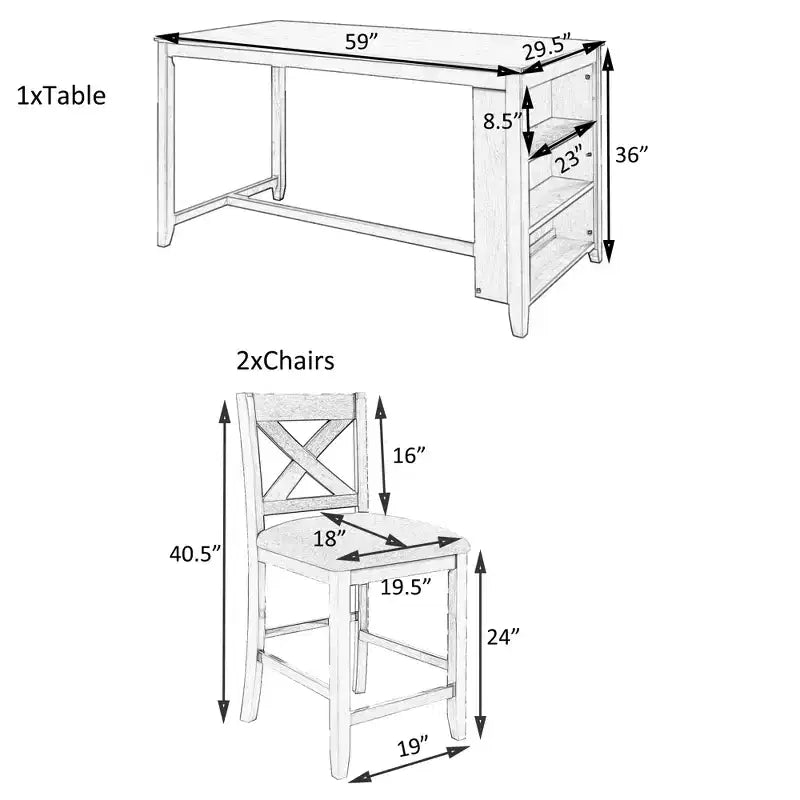 Ensemble de salle à manger 5 pièces hauteur comptoir, ensemble de table de bar en bois rustique de style ferme avec 4 chaises rembourrées, ensemble table et chaises pour la cuisine