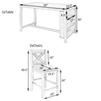 Ensemble de salle à manger 5 pièces hauteur comptoir, ensemble de table de bar en bois rustique de style ferme avec 4 chaises rembourrées, ensemble table et chaises pour la cuisine