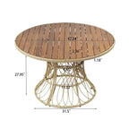 Christopher Knight Home Nan Farmhouse 5 Piece Outdoor Acacia Wood Dining Set with 4 Wicker Armchairs