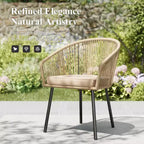 Captiva Designs 5pc Patio Dining Table with X-Shaped Legs & Woven Pull Cord Back with Seat Cushion