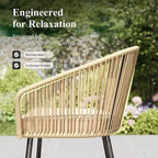 Captiva Designs 5pc Patio Dining Table with X-Shaped Legs & Woven Pull Cord Back with Seat Cushion