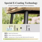 Captiva Designs 5pc Patio Dining Table with X-Shaped Legs & Woven Pull Cord Back with Seat Cushion
